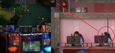 这张图片中我们可以清晰的看到，韩国选手在比赛中偷窥大屏幕。但是有这种行为的参赛者不在少数。