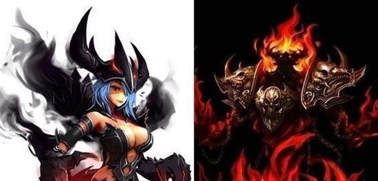 左女体DOTA中的“影魔” 右：DOTA“影魔”